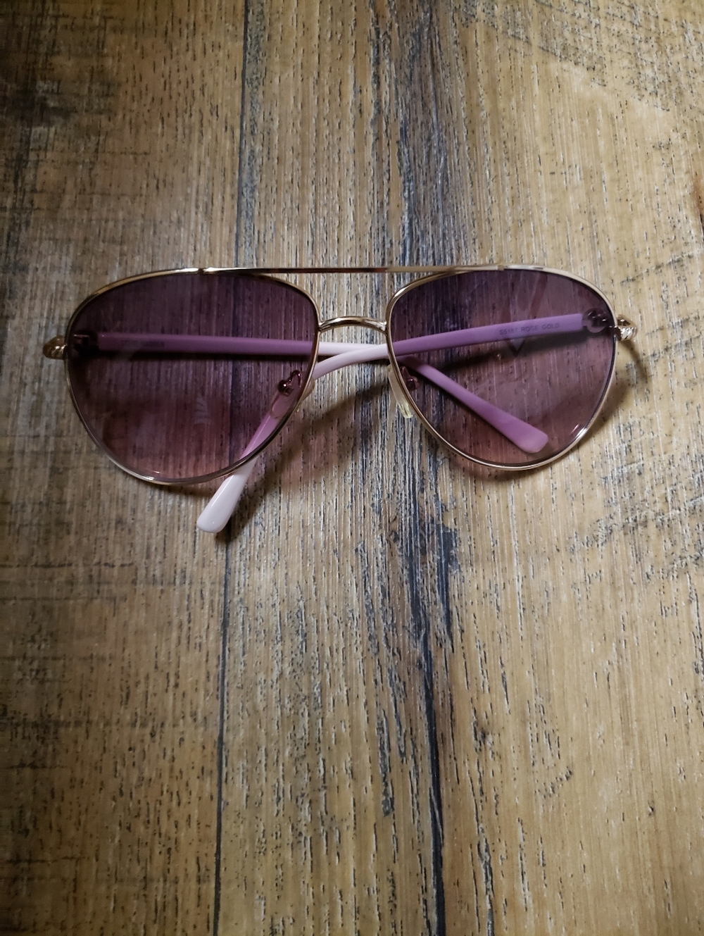 Steve Madden Gold Frame Aviator Sunglasses with Purple Lenses